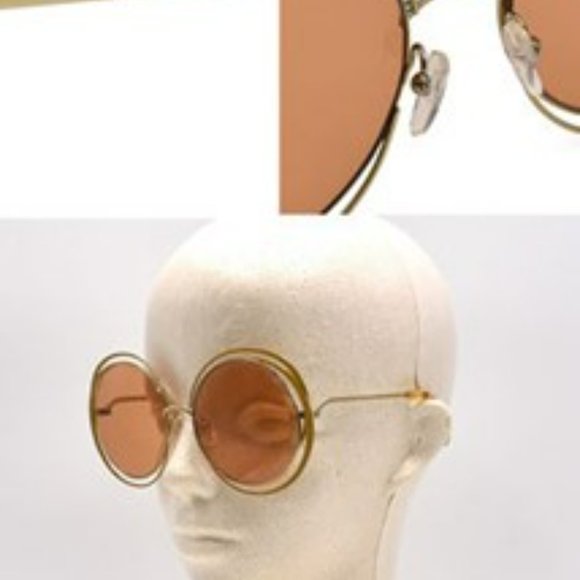 Chloe Round Brown/Gold Metal Sunglasses main image 7